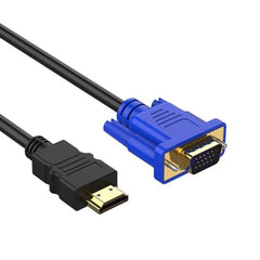 كابل HDMI بطول 1.8 متر إلى VGA بدقة 1080 بكسل عالية الدقة مع كابل محول صوت كابل HDMI إلى VGA متوافق