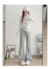 ay High Waist Bell Bot Pants Women's Summer 2025 New Casual Sports Sweatpants Small Size Slimming  Hoof Pants