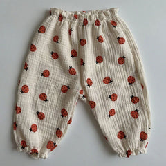 Summer New Baby Pants Korean Kids Spring Organic Cotton Loose Tiger Bear Floral Print Pants Boys And Girls Lantern Trousers