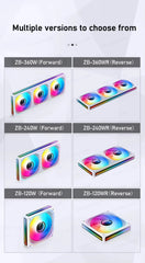 مروحة هيكل حاسوب JONSBO ZB-120/240/360، 12 سم، 5 فولت، ARGB، 120 مم، هيكل متجانس، مروحة تبريد بالماء، PWM، مروحة أمامية/عكسية