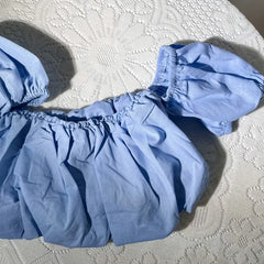 Fashion Baby Girl Cotton Tshirt Off Shoulder Candy Color Summer Child Short Blouse Puff Sleeve Crop Top Baby Clothes 1-7Y