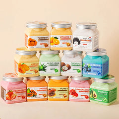 350g Big Bottle Body Skin Scrub Deep Cleansing Face Exfoliating Hydrating Scrub Fruit Scented Mud Exfoliating Gel Body Lotion
