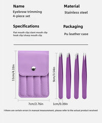 Eyebrow Tweezer 4Pcs Colorful Hair Beauty Fine Hairs Puller Stainless Steel Slanted Eye Brow Clips Removal Makeup Tools