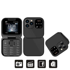 هاتف محمول جديد SERVO i16 Pro Max صغير الحجم قابل للطي، شبكة 4G، شريحتي اتصال، وضع الاستعداد، تسجيل المكالمات، اتصال سريع، FM، هاتف محمول صغير قابل للطي مقاس 1.77 بوصة