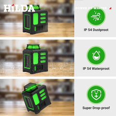 HILDA Green Cross Laser Level meter 360 Automatic Level meter Construction Tools and Equipment Optical Instruments