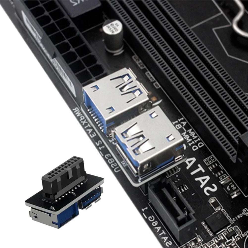 Female Motherboard Adapter USB 3.0 19 20 Pin Socket to Dual USB 3.0 A Splitter Anti-Interference Ability Stability