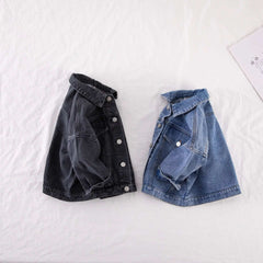 6704-1 Children's Denim Jacket Spring and Autumn Korean Girl's Denim Jacket Casual Loose Boy's Coat Cardigan.