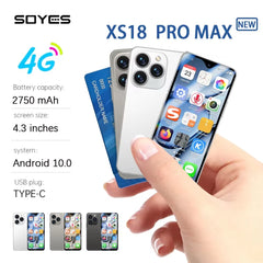 هاتف SOYES XS18 Pro Max Mini الذكي 4G WIFI 4.3 بوصة 2 جيجابايت + 16 جيجابايت شاشة عالية الدقة ثنائي الشريحة معالج رباعي النواة هاتف Android Google Play Store