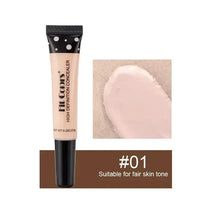 Liquid concealer tube with applicator tip, shade #01 fair skin tone swatch