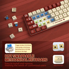 AJAZZ AK680 wired mechanical gaming keyboard double-pin keycap 68-key full-key hot-swappable mixed color lighting effect