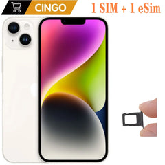 آيفون 14 6 جيجابايت رام 128 جيجابايت /256 جيجابايت روم A15 5G، 1 SIM+ 1 eSIM، 6.1 بوصة OLED Face ID NFC