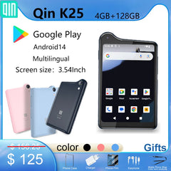 هاتف Qin K25 الجديد بنظام أندرويد 14 وجوجل بلاي MTG81 بشاشة لمس 3.54 بوصة وذاكرة وصول عشوائي (RAM) سعة 4 جيجابايت وذاكرة قراءة فقط سعة 128 جيجابايت وواي فاي وبلوتوث صغير
