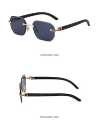 Vintage Square Rimless Sunglasses Men 2025 Luxury Brand Trendy Frameless Punk UV400 Eyewear Anti Blue Light Prescription Glasses