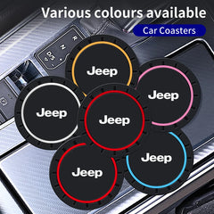 2PCS Car Coasters Water Cup Slots Non-Slip Mat Waterproof Cup Pad For Jeep Renegade Compass Grand Cherokee Wrangler JK Commander