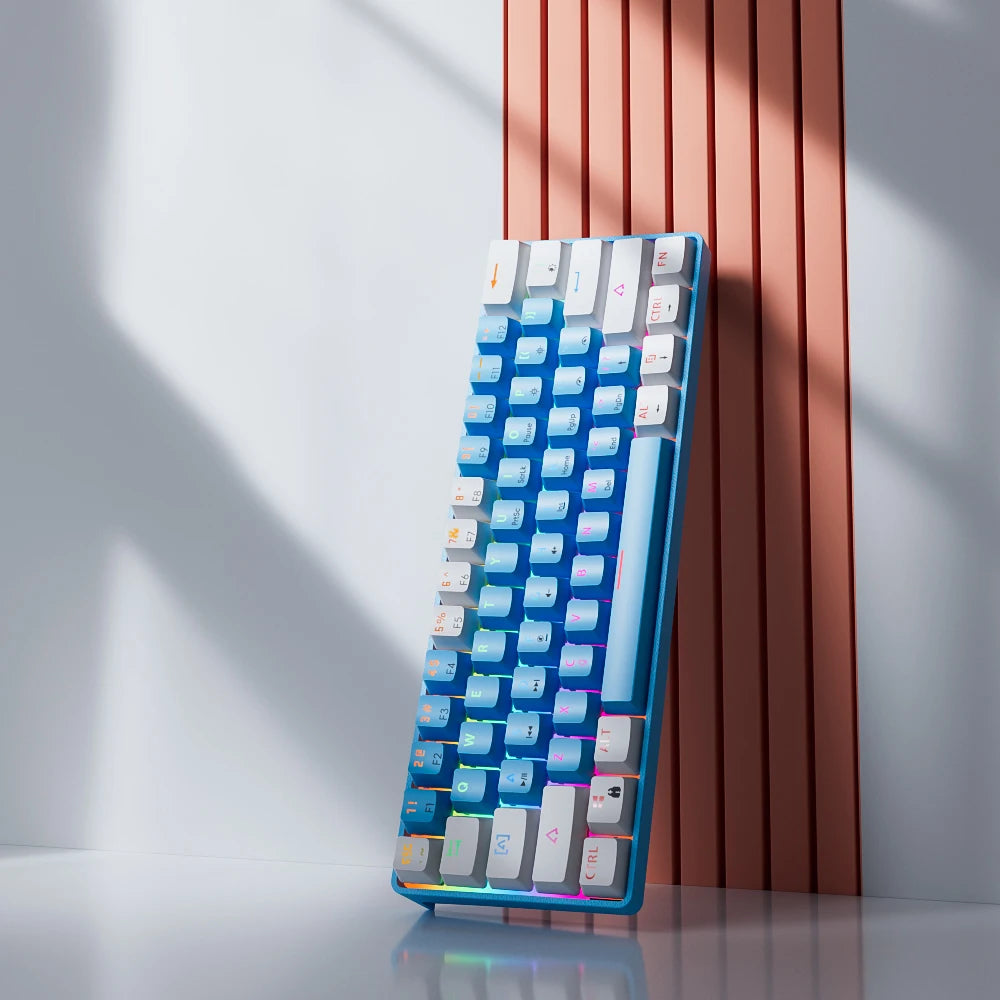 لوحة مفاتيح ميكانيكية للألعاب MUCAI MK61 بإضاءة خلفية RGB و61 مفتاحًا ومفتاح أحمر وكابل سلكي قابل للفصل وواجهة USB قابلة للتبديل السريع
