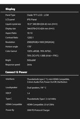 شاشة ZEUSLAP المحمولة مقاس 16 بوصة بدقة 2.5K وتردد 144 هرتز، 2560*1600، 16:10، 100%sRGB، 500 شمعة/م²، مناسبة لأجهزة الكمبيوتر المحمول، وSwitch، وPS4، وPS5، وXbox One