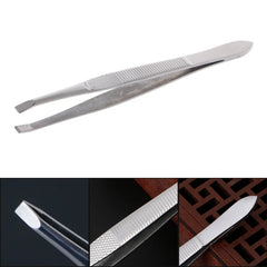 Professional Stainless Steel Eyebrow Hair Removal Tweezer Flat Tip Tool New E74C