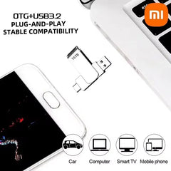 محرك أقراص فلاش Xiaomi 16 تيرابايت USB 3.2 عالي السرعة لنقل USB Type-c 2 في 1 8 تيرابايت 16 تيرابايت OTG Pendrive قرص فلاش مقاوم للماء للكمبيوتر