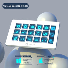 AJAZZ AKP153E Stream Deck لوحة تحكم متعددة الوظائف مع 15 مفتاح ماكرو ولوحة مفاتيح صغيرة مخصصة لإجراءات التشغيل