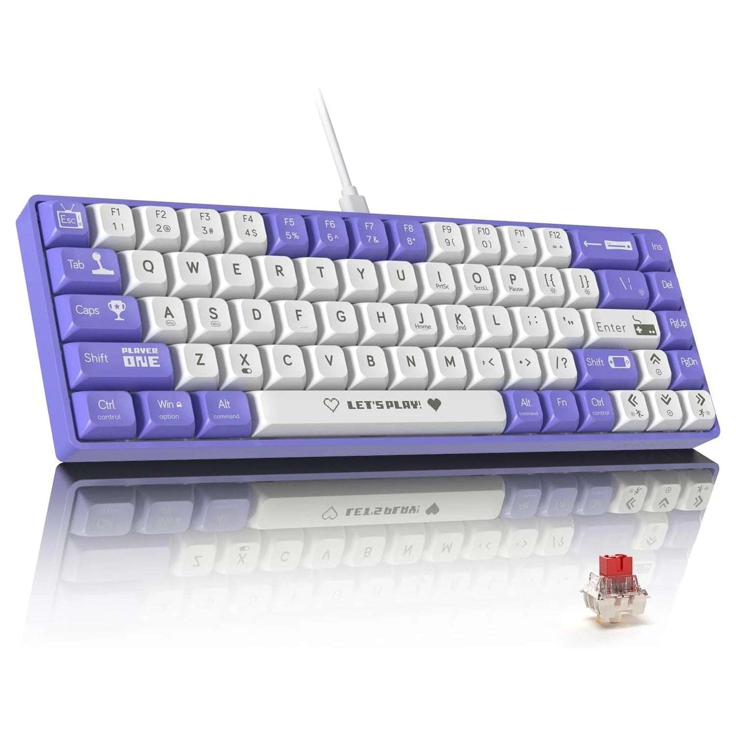AJAZZ AK680 wired mechanical gaming keyboard double-pin keycap 68-key full-key hot-swappable mixed color lighting effect