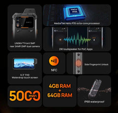UNIWA W888 MT6765 Helio P35 Octa Core 4GB+64GB ATEX Explosion IP68 Smartphone Andriod11 6.3“ HD Screen  5000mAh NFC Mobile Phone
