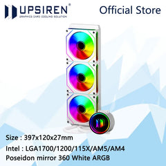 مبرد مياه UPSIREN Poseidon mirror 360 ARGB الكل في واحد/تأثيرات إضاءة مرآة Infinity/TDP280W/يدعم LGA1700/AM5