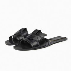 2024 New Summer Designer Traf Woman Flat New Slippers Woven with Comfortable Women's Shoes Casual Bottom Slippers Women's Shoes