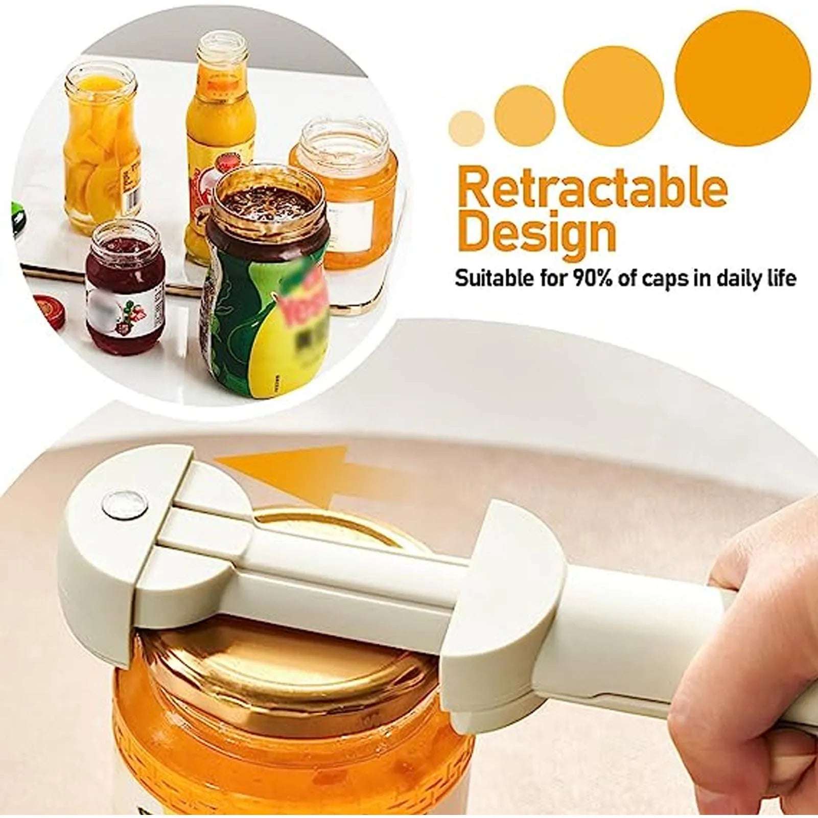 Retractable Jar Opener Retractable Bottle Opener Stainless Steel Thickened Handle Adjustable  Screwer Functional for Hotel