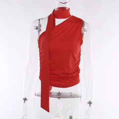 Backless Sexy Off Shoulder Halter Tank Tops Women Vintage Sleeveless Crop Top Y2K Clothes Club Female Casual Summer