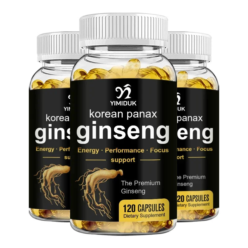 Original Korean Red Panax Ginseng Capsules Ginseng Root Extract Supports Energy, Strength, Vigor, Performance in Women and Men