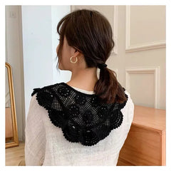 Women Shrugs Lace Hollow Out Female Summer Casual All-match Shawls Simple Scarf-collar Sleeveless Knitted Tops Korean Style Chic