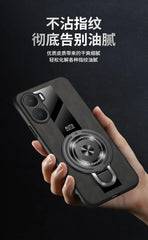 Case for Xiaomi Poco X7 pro magnetic ring holder luxury silicone sheepskin leather plexiglass Pu premium shockproof back cover