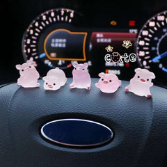 6pcs/set Cute pig cartoon Car Interior Decoration Car Doll Center Console Screen Decoration Cute Car Accessories for Women