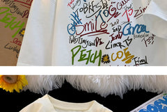 ex Pure Cotton ort Sve T-irt fiti Letter Print Casual Faionable UV Protection Coating Tag Removed Clothing