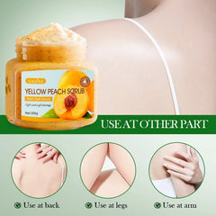 350 Grams of Yellow Peach Body Scrub, Delicate Scrub, Deeply Cleans the Oil and Dirt on the Body, and Removes Cuticles Without Damaging the Skin, Can Be Used to Remove Facial, Arm, Body, Legs and Feet, Skin Moisturizing and S
