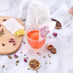 100 Pcs Disposable Tea Bags Filter Bags for Tea Infuser with String Heal Seal Food Grade Non-woven Fabric Spice Filters Teabags