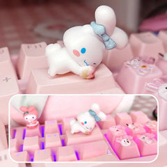 Single Keycap for Cross Axis Mechanical Keyboard Special Keycap Cute KT Kuromi Melody Pink Additional Keycap