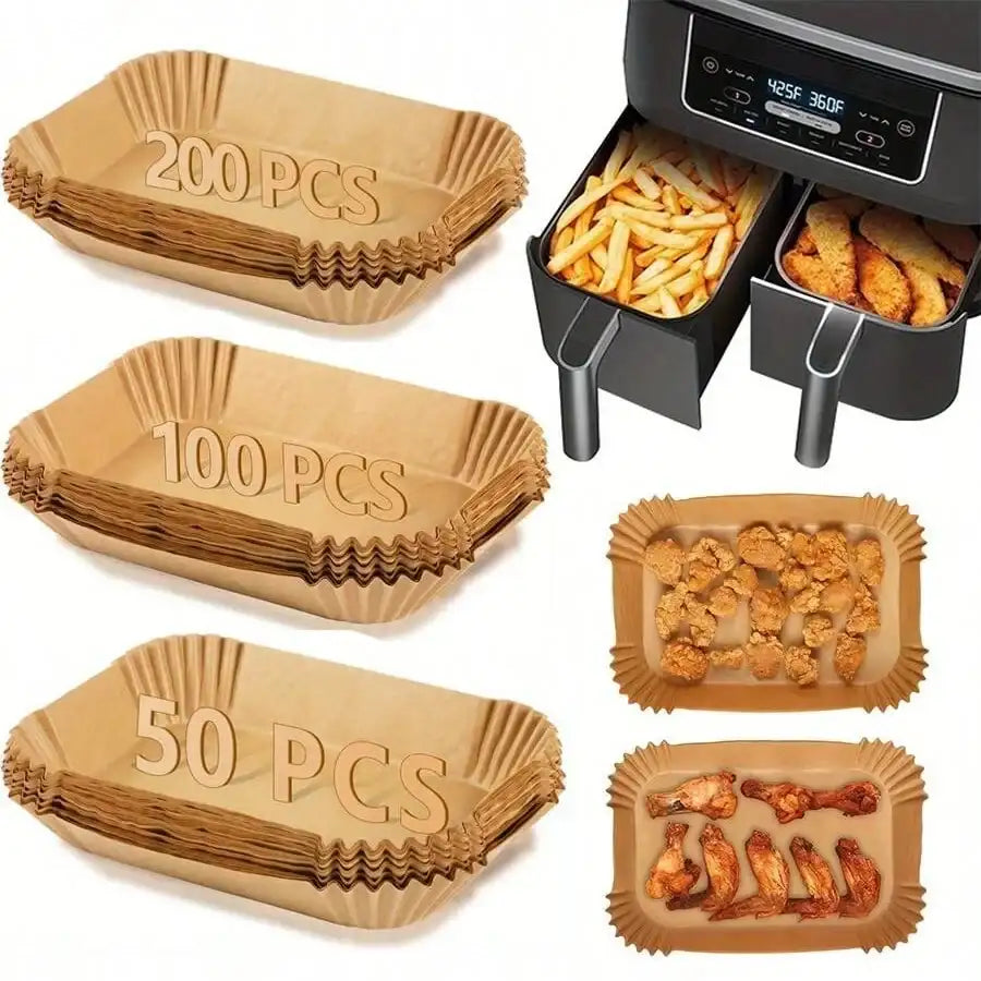 Air Fryer Paper Liners Disposable Oil-Proof Waterproof Baking Paper Round Square And Rectangle Parchment Kitchen Party Supplies