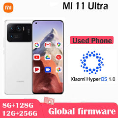 هاتف Xiaomi Mi 11 Ultra الذكي 5G HyperOS 1.0 بطارية 5000 مللي أمبير/ساعة ثماني النواة كاميرا 50 ميجابكسل شاشة 6.81 بوصة هاتف أندرويد مستعمل