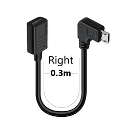 90 angle Type-C Female To Micro-B Micro male USB Charger Data otg cable adapter oy left/right/up/down