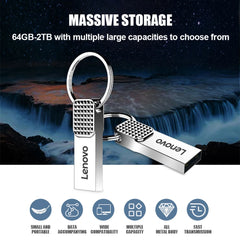 محرك أقراص فلاش USB من لينوفو بسعة 2 تيرابايت و512 جيجابايت، USB 3.0 معدني، مفتاح محرك أقراص USB 1 تيرابايت من النوع C عالي السرعة، محرك أقراص فلاش صغير 128 جيجابايت للهاتف