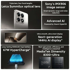 Global Version Xiaomi 14T 5G 256GB 512GB MTK Dimensity 8300-Ultra 144Hz AMOLED Display 50MP Leica Camera 67W HyperCharge 5000mAh