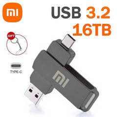 محرك أقراص فلاش Xiaomi 16 تيرابايت USB 3.2 عالي السرعة لنقل USB Type-c 2 في 1 8 تيرابايت 16 تيرابايت OTG Pendrive قرص فلاش مقاوم للماء للكمبيوتر