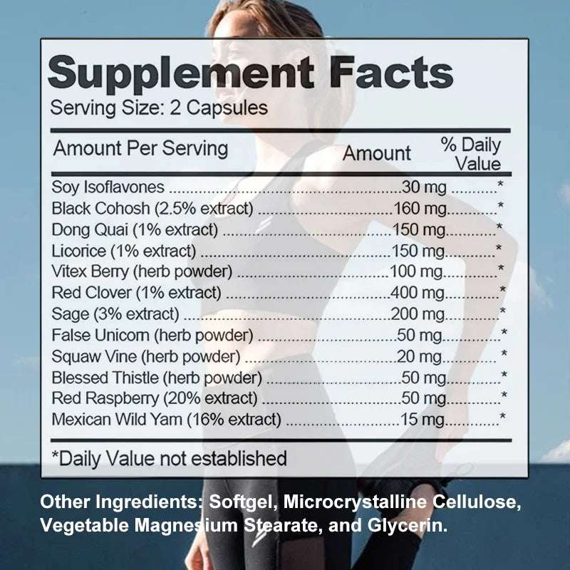 Menopause Support Supplement for Women - Relieves Fatigue, Bloating, Hot Flashes, Mood Swings - Supports PMS, PMDD, PCOS