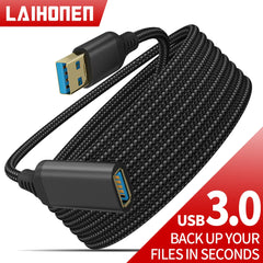 كابل نقل بيانات USB 3.0 ذكر إلى أنثى عالي السرعة من LAIHONEN مضفر من النايلون، مناسب لأجهزة الكمبيوتر والكاميرا والطابعات وكابل تمديد لأجهزة إكس بوكس