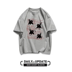 Cute Cartoon  ort Sve T-irt Women's Summer Casual Loose Fit plus Size American Sle Cotton Top Korean Version