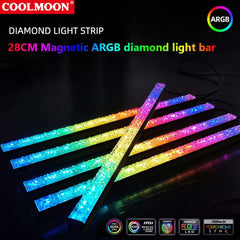 COOLMOON ARGB LED Strip Light 5V 3Pin/Small 4Pin Diamond Magnetic Colorful Atmosphere DIY Lamp Bar for PC Computer Case Chassis