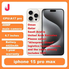 Original Unlocked Apple 98% new iPhone 15 pro Max 256GB/512GB Dual ESIM 8GB RAM 6.7' OLED Display A17pro Chip 5G NFC Smartphone