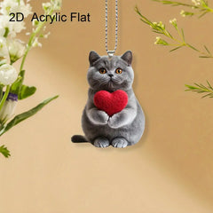 2D Acrylic Car Pendant Cute Cat Acrylic Animal Pendant for Rearview Vehicle Interior Decoration Automotive Trim Road Trip Fun