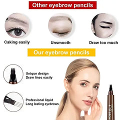 5 Colors 1pc Eyebrow Pen Waterproof 4 Split Tip Eyebrows Pen Eyebrow Tattoo Pen Waterproof Liquid Black Eyebrow Makeup Pencil